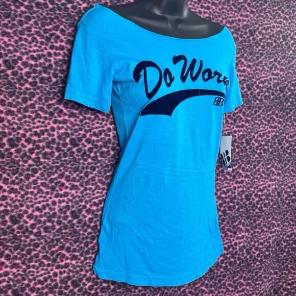 Big Black Do Work Y2K Vintage Deadstock Off The Shoulder Tee NWT - Picture 3 of 6